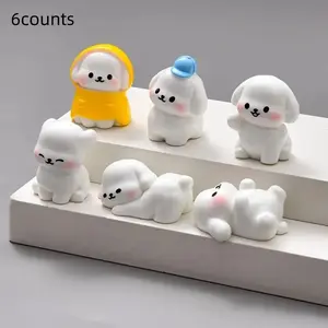 6pcs Cute Cartoon Dog Handmade Desktop Ornaments, Trendy Plush Toy Blind Box Accessories, Car Hanging Decorations, Car Interior Ornaments, Car Trinkets, Car Interior Decorative
