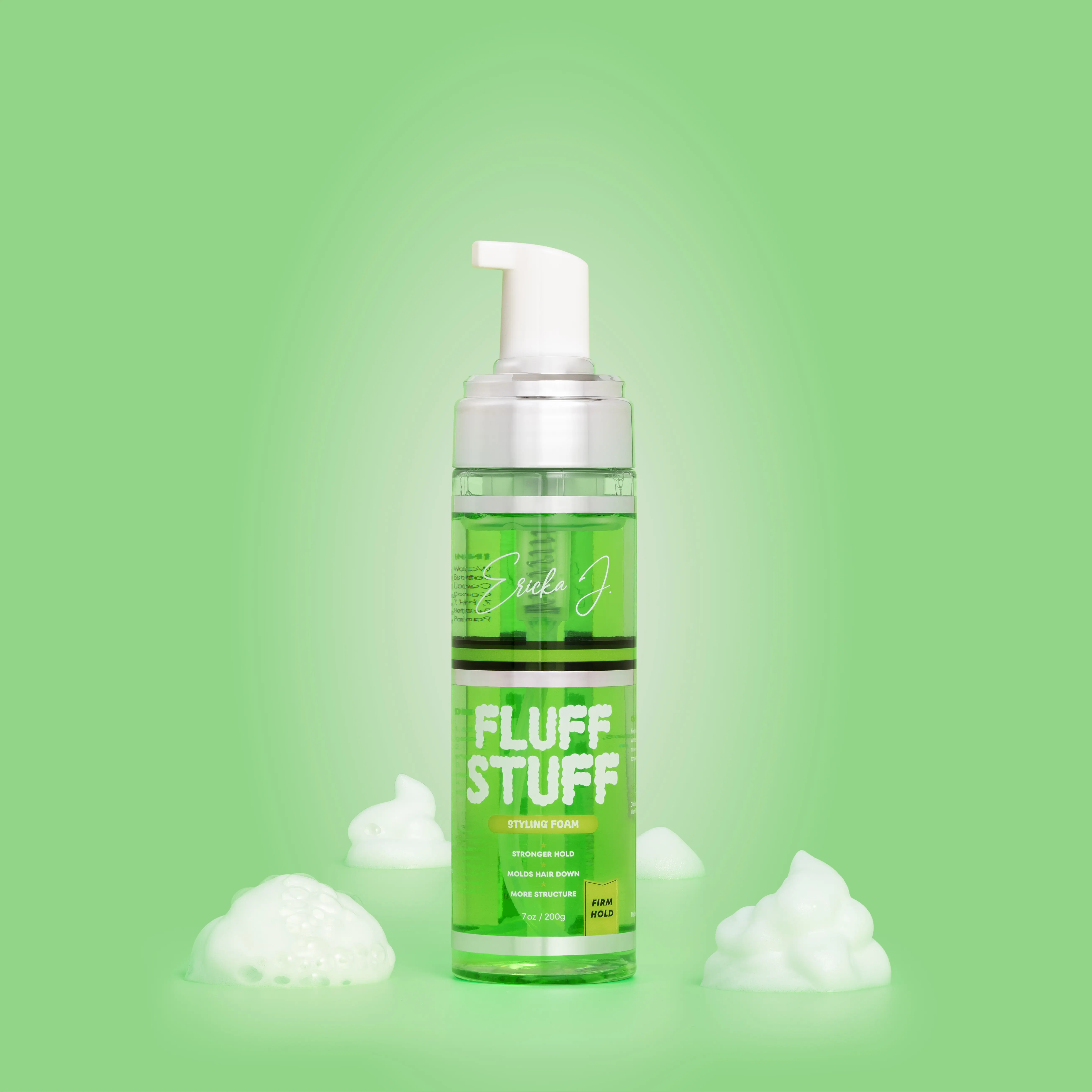 Ericka J Products Fluff Stuff Styling Foam, Hair Styling Mousse for Curls, Volume and Edge Control, Soft or Firm Hold Options, Lightweight Non Flaking Formula for Natural and Sculpted Styles