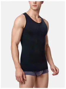 Men's Textured Compression Vest, Workout Vest, Sleeveless Breathable Fitness Sports Tight-Fitting Shapewear, Stretchable Activewear, Activewear For Fitness, Casual Plain Design, All Seasons