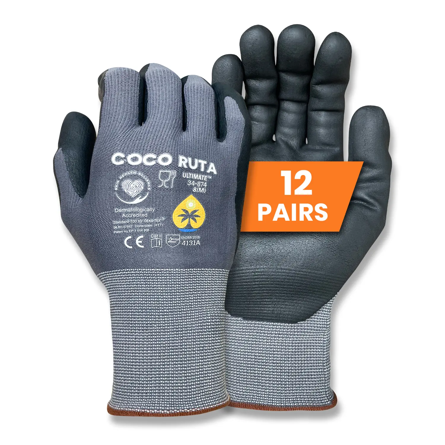 Coco Ruta Ultimate Work Gloves – 12 Pack Foam Nitrile Grip, Breathable & Durable, Enhanced Safety Guantes Para Trabajo