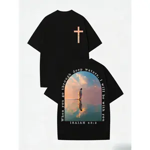 Heavyweight Washed Cotton T-Shirt |   Double Sided Print Y2K Vintage Streetwear |   Distressed Drop Shoulder Mens Summer Christmas Tee