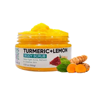 Motor City Organics Turmeric Lemon Body Scrub - Natural Exfoliating Salt Scrub | For All Skin Types | Gentle Exfoliation | 3.53 oz