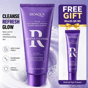 BIOAOUA 45% Retinol Face Wash with 5% Hyaluronic Acid - Anti-Aging & Deep Cleansing Facial Cleanser for Wrinkles & Tightening - Gentle Moisturizing Formula for Radiant, Youthful Skin - 3.5oz (100g),summervibes