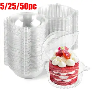 Transparent Cake Box, Plastic Individual Cupcake Container, Dome Lid Packaging, Ideal for Desserts, Fruits, Bread, Donuts, Party Supplies