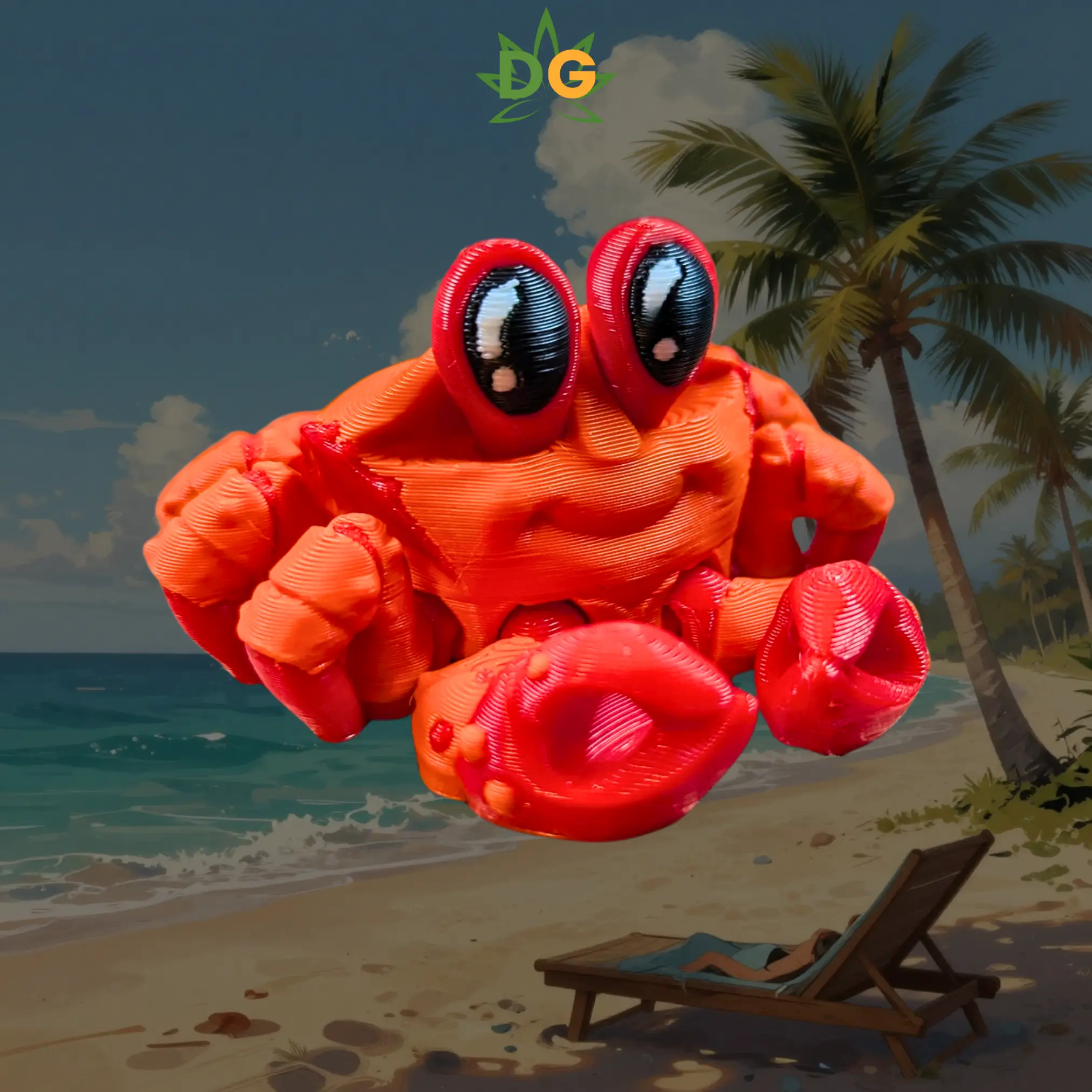 DG Mini Flexi Crab Plastic 3D Print - Cute Articulated Fidget Figurine, Palm Pocket Companion, Home Decor Ornament