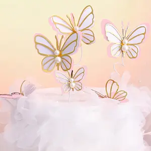 3pcs Cake Topper, Cute Butterfly Birthday Cake Topper, Butterfly Birthday Party Cake Decor, Cake Decorating Kit for Kids Birthday & Home Wall Decoration