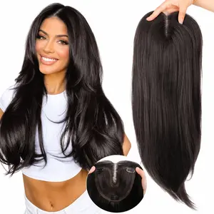 YOLO HAIR  22 Inch Wavy Hair Topper for Women – 6.5"x5.5" Large Base, Synthetic  Topper, Clip-In Hairpiece for Thinning Hair, Ladies Wiglet, Natural Volume & Coverage