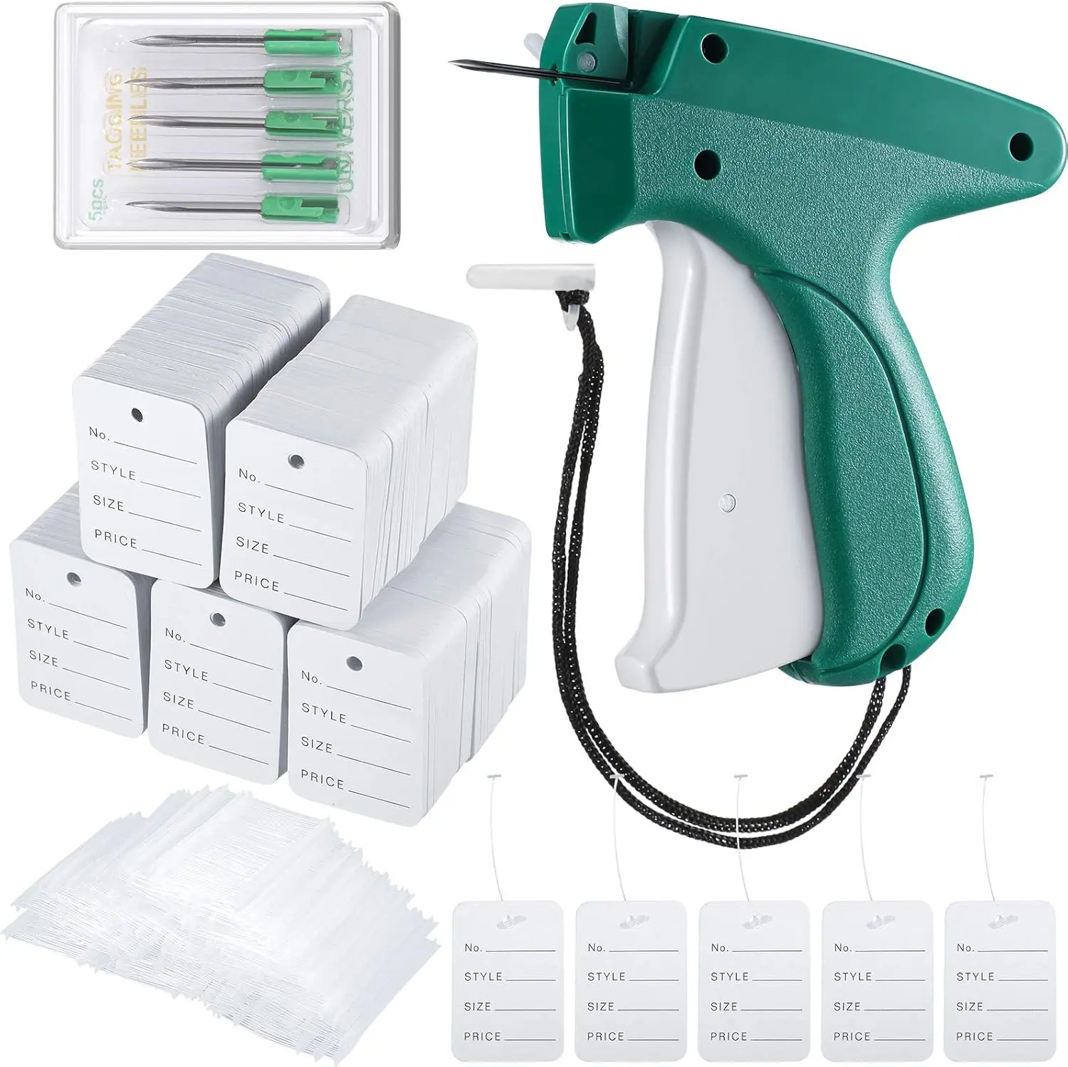 6006 Pcs Clothes Garment Tag, Tagging Gun for Clothing with 6 Needles Attacher Garment Tag Price Tags 2 Inch Standard Plastic Fasteners Barbs Clothing Paper Size Name Style Steel Honoson