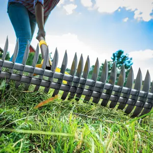 Thatch Rake, Heavy Duty Lawn Thatching with Adjustable Stainless Steel Handle,Multiple Garden Rake for Leaves,Lawn Loosening Soil,Backyard,Garden