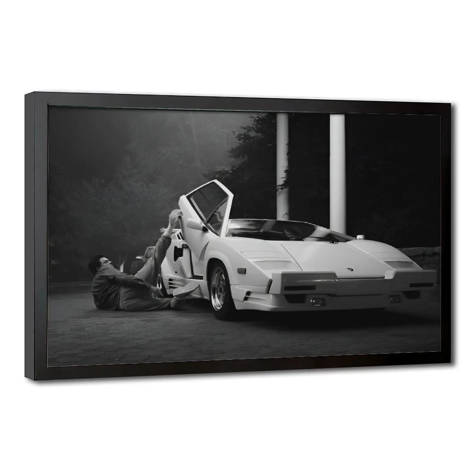The Wolf of Wall Street Lamborghini Black and White Minimalist Wall Art Poster, Multi-Size UV-Resistant Rich Colors Home Decor Decoration for Living Room