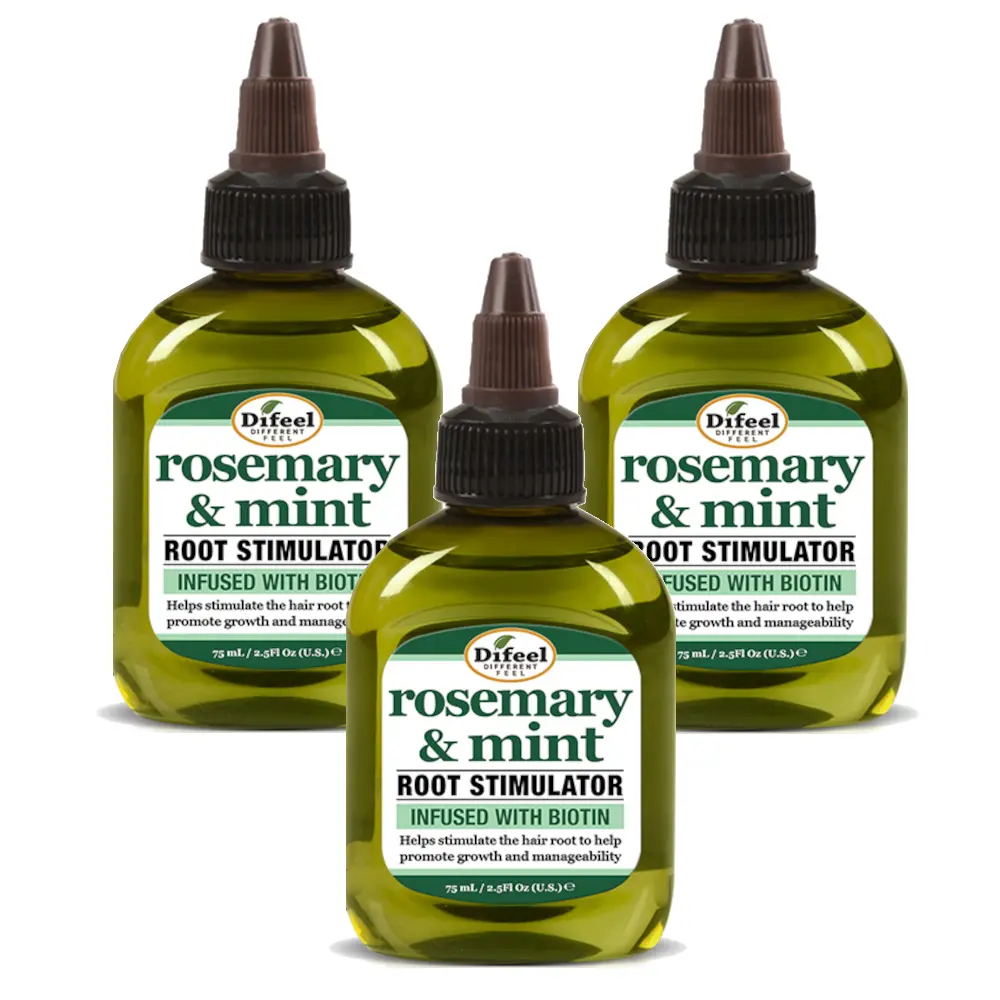 Difeel Rosemary and Mint Root Stimulator with Biotin 2.5 oz. (Pack of 3) - Scalp Treatment for Hair Growth