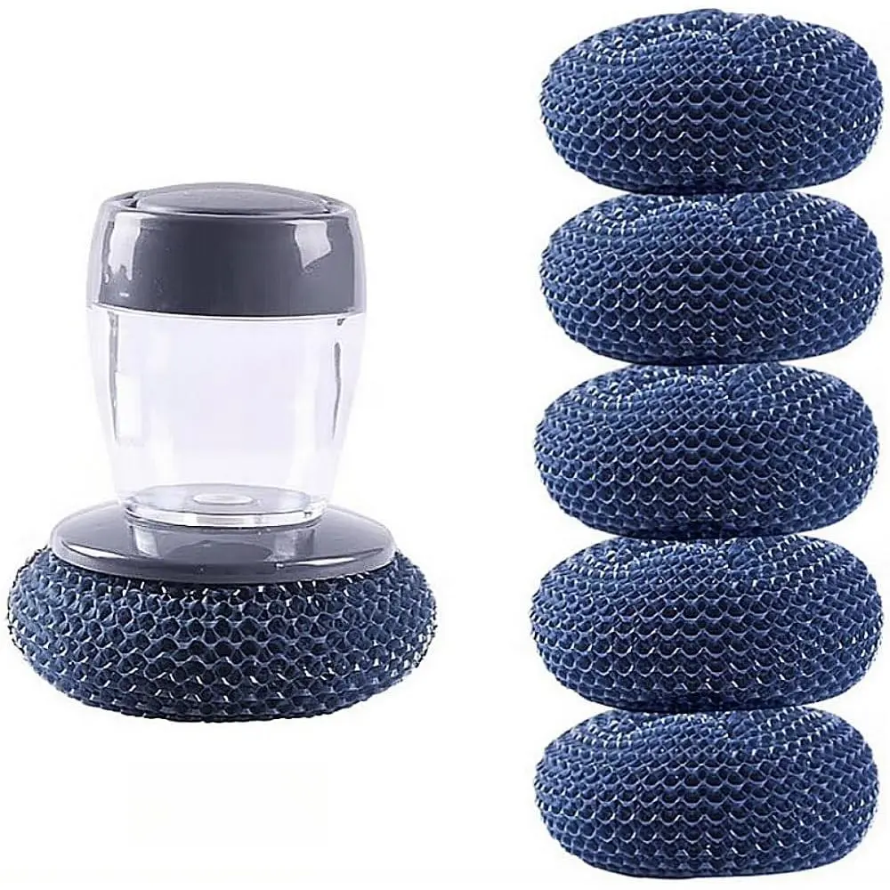 Automatic Soap Dispensing Dish Brush, Compact PET Palm Scrubber and Cleaner Tool for Kitchen and Camping Use, Cleaning, Small, Auto Soap Flow, Soap On Demand