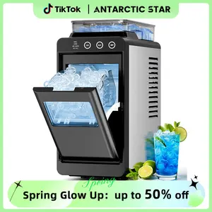 Antarctic Star Countertop Ice Maker, 26lbs/24H Ice Machine, Self-Cleaning Portable Ice Maker with 1.1lb Storage, 8 Bullet Ice in 6 Mins, Compact Ice Maker for Home/Office/Outdoor, Black