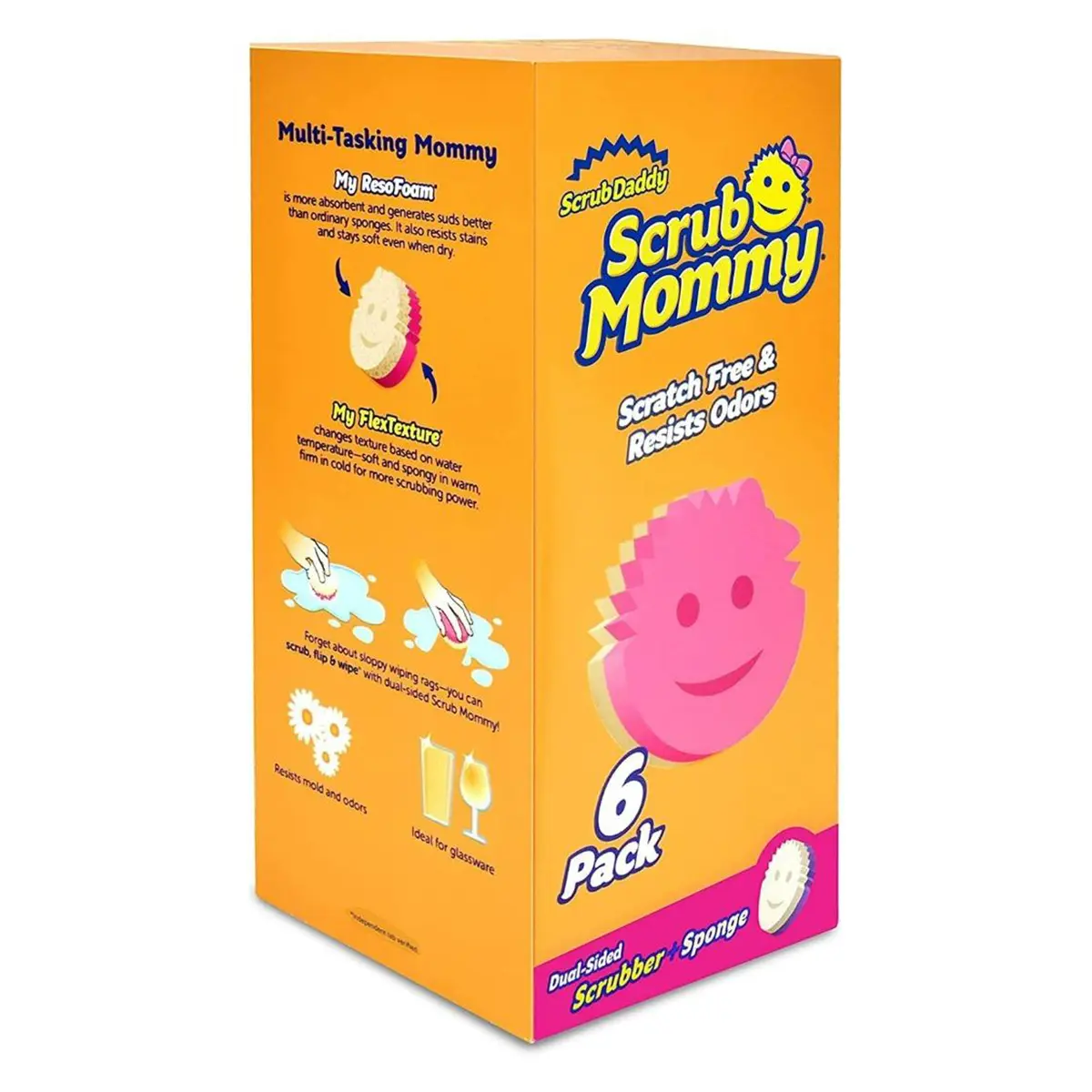Scrub Mommy & Daddy Dual-Sided Scrubber and Sponge Variety Pack of 6 - Ideal for Cleaning and Laundry