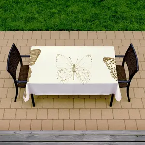 360 Stand Large Size Butterfly Pattern Tablecloth, 58x102 in. Butterflies Sketch Design, Indoor-Outdoor Use Textile for Home Decor