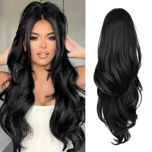 Long Black Drawstring Ponytail extensions hair for Girl Synthetic Clip in Ponytail Hairpiece for Women 26 Inch Long Wavy Pony Tails Hair Extensions for party use for Daily use