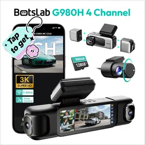 Botslab 3K 4 Channel Dash Cam with 3.18” Touch Screen, 24/7 Parking Mode, Built-in GPS, 5.8G WiFi, Night Vision, Voice Control, 128GB Card, Rear Camera Monitor