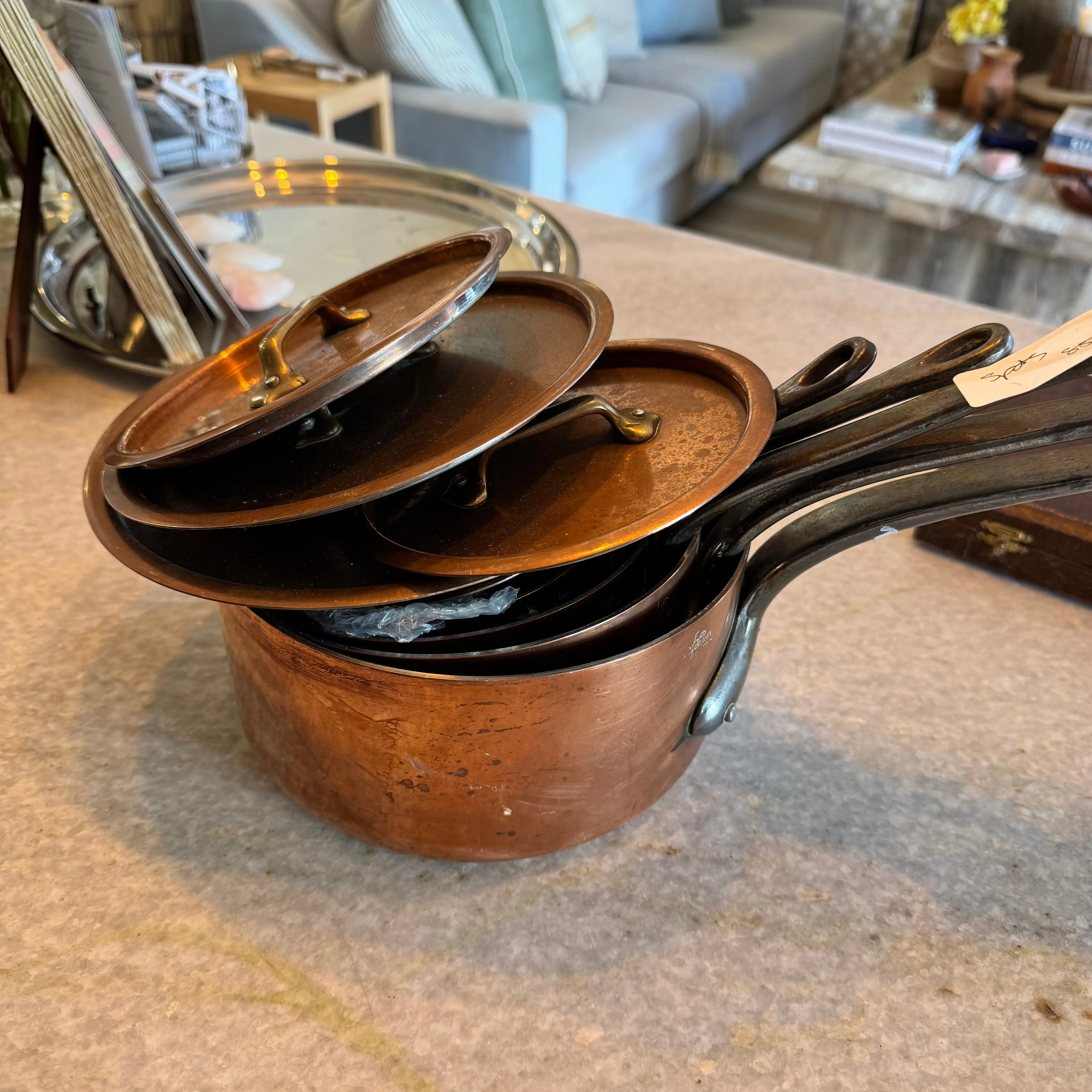 Vintage French Copper Pot Set