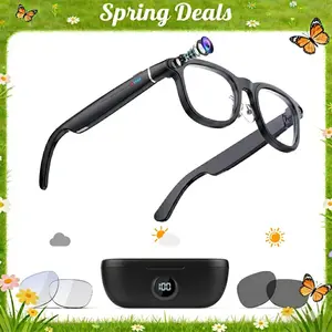 [Spring Deals] Coucur G1 Smart AI Camera Glasses(with Charging Case) with 4K Camera Built-in Surround Sound Bluetooth Calling & Music Playback Polarized Lenses for UV Protection Ideal for Travel Vlogs & Outdoor Adventures Wearable
