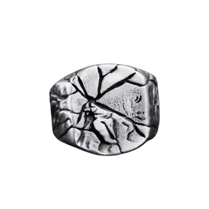 GTHIC Cracked Stone Texture Ring for Men Women Birthday Gift Stainless Steel