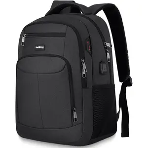 Kadilong Large Capacity Business Computer Bag - Waterproof Tech Laptop Bag with USB & Headphone Jack, Anti-Theft Design, Luggage Strap, Multiple Pockets, Fully Padded Sleeve, Breathable Easy-Carry Work Backpack for Men, Laptop Bag Waterproof