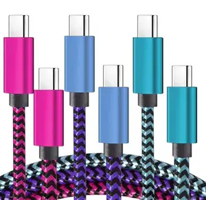 Teeind Type C Cable Fast Charging, Tpc002 3 Pack(3Ft/0.9M 60W) C to Type C Charger Nylon Braided Cord Compatible with iPhone 17/17 pro, 16/16 pro, MacBook, Samsung Galaxy S25/24/23/22, for Daily Use