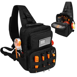 Small Tactical Tool Bag - Compact Multi-Pocket Shoulder Chest Pouch with MOLLE System for Technicians, Black