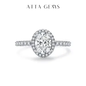 Oval Shape 8*6mm With Halo Design Synthetic Moissanite ring For Woman Gift R100