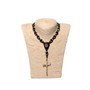 Our Lady of Guadalupe Knotted Rope Rosary- Black