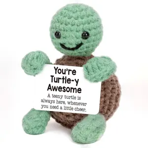 Mini Funny Turtle Birthday Gifts for Women Men Christmas, Inspirational Small Animals Cute Stuff Things, Handmade Positive Crochet Turtle Decorations, Christmas Stocking Stuffing Gifts, Crochet Figure, Cuddly Stuffed Animal, Soft Stuffed Animal