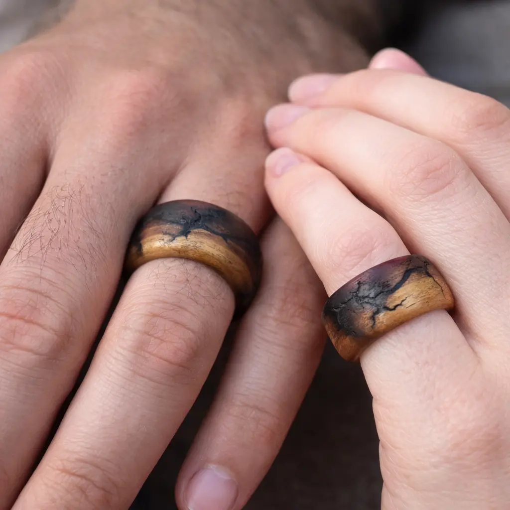 Cedar Wood Ring – Fractal Burn Handcrafted Wood Band