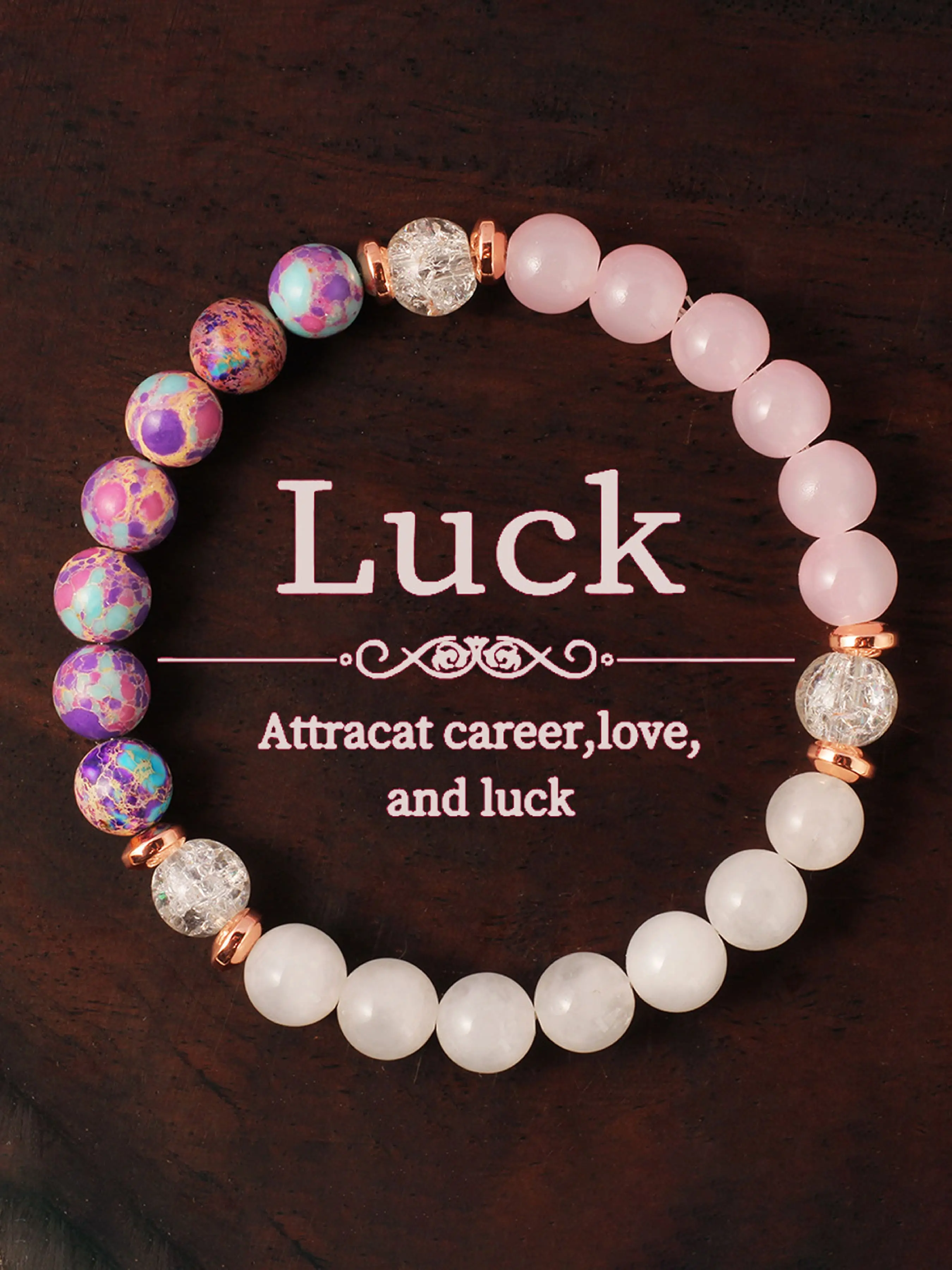 Handmade Imperial Jasper Quartz Beaded Bracelet, Unisex Fashion Accessory for All Seasons, Perfect Gift for Family & Friends, Attract Luck