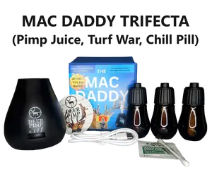 MAC Daddy Trifecta Real Deer Urine Diffuser with (3) Urine Cartridges: ESTRUS, Dominant Buck, and Regular Doe, 100 Hr Run Time Internal Rechargeable Battery, 210+ Hours of Hunting Time