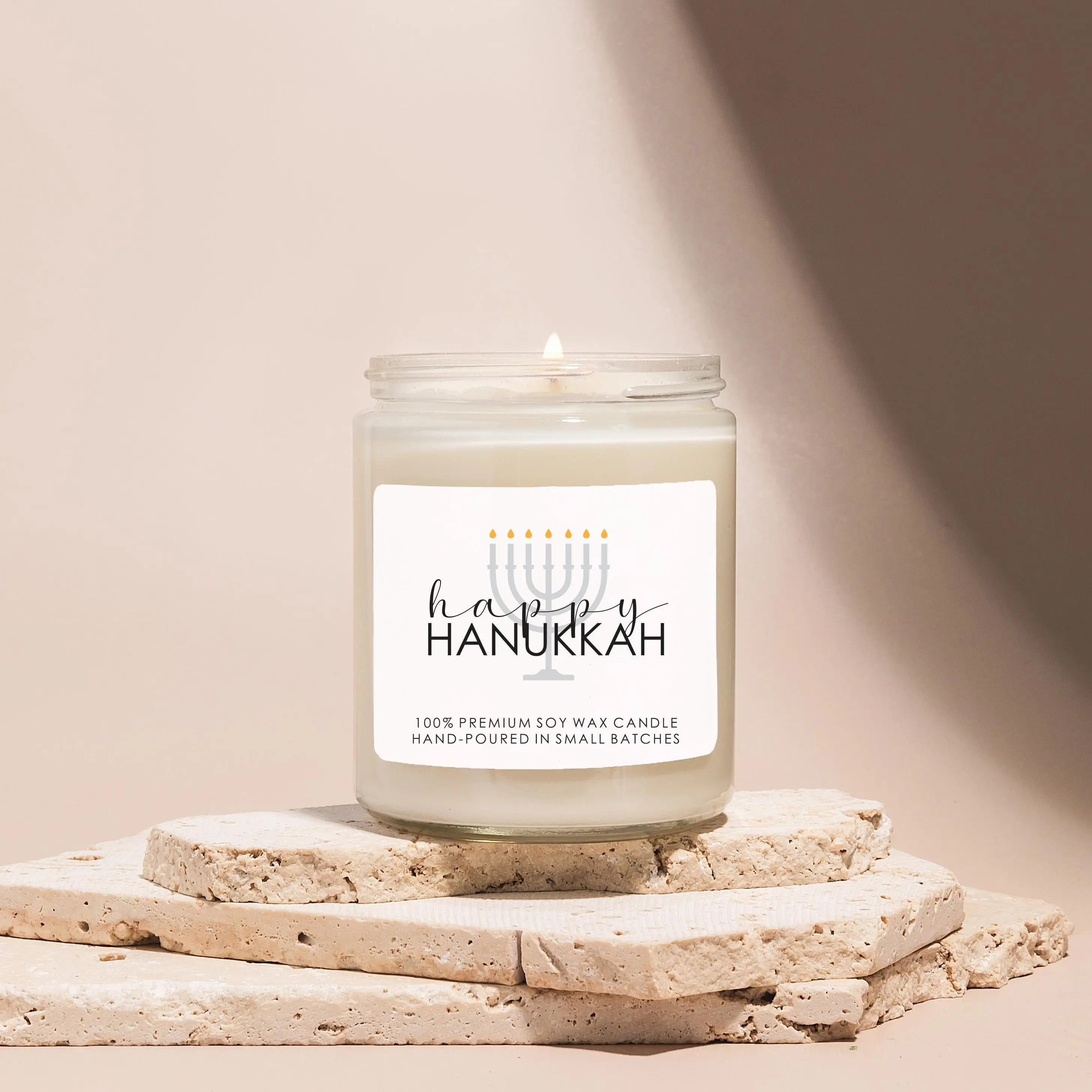Happy Hanukkah Candle, Hanukkah Soy Candle, Small Hanukkah Gift, Hanukkah Hostess Gif, Hanukkah Menorah Candle, Jewish Holiday Gift