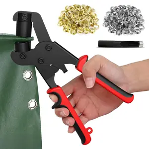 Handheld 3/8 Inch Grommet Tool Kit with 500pcs 10mm Brass Grommets Save Effort Hole Punch Eyelet Plier for Tarps Leather Paper Flag