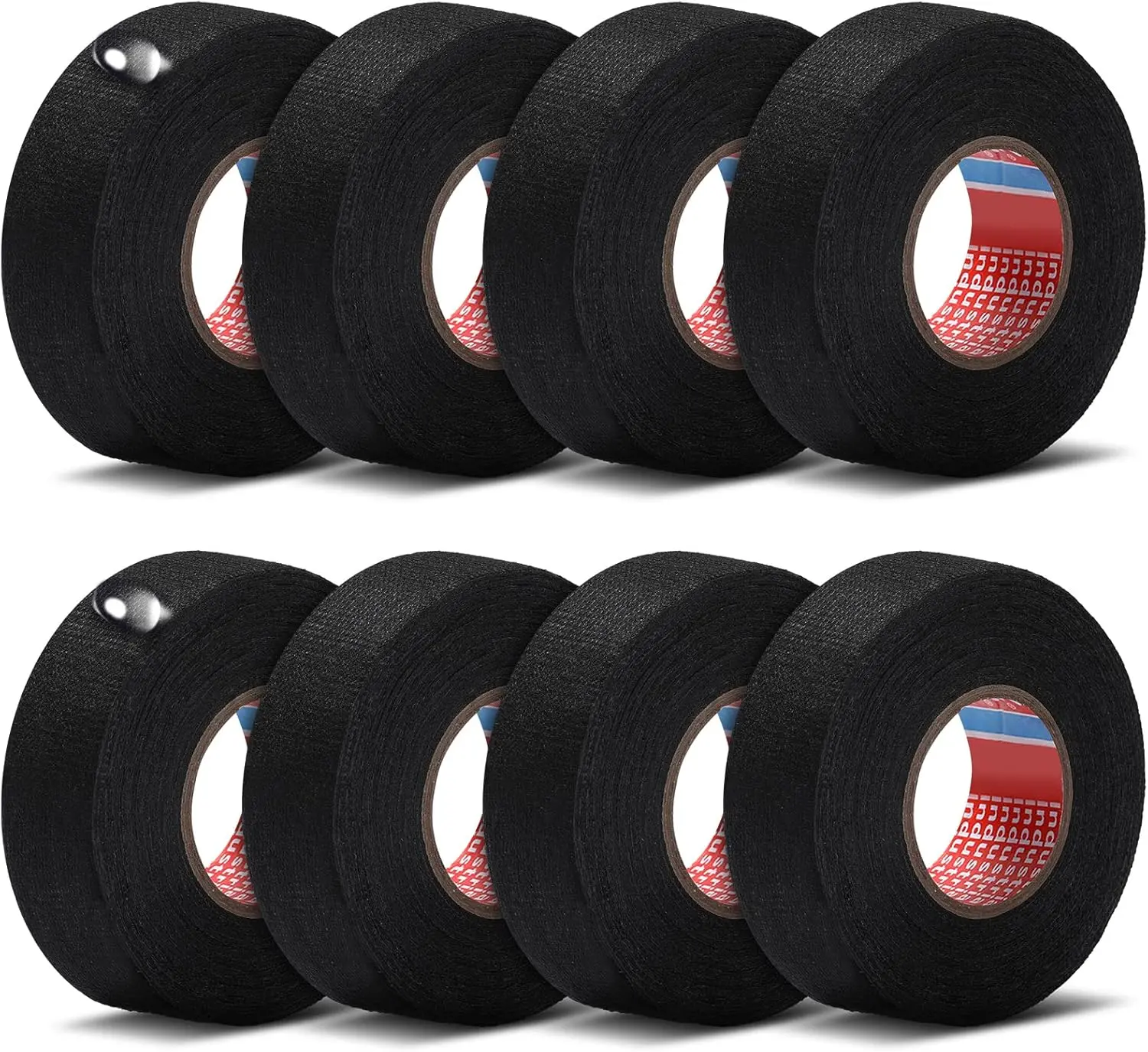 GJANSH 8 Rolls Wire Harness Tape Automotive Cloth Tape High Temp Electrical Wrap Noise Damping Heat Proof Adhesive Fabric Wrap for Protection Insulation Cable 1 Inch x 49.2 ft, Snapfixmate