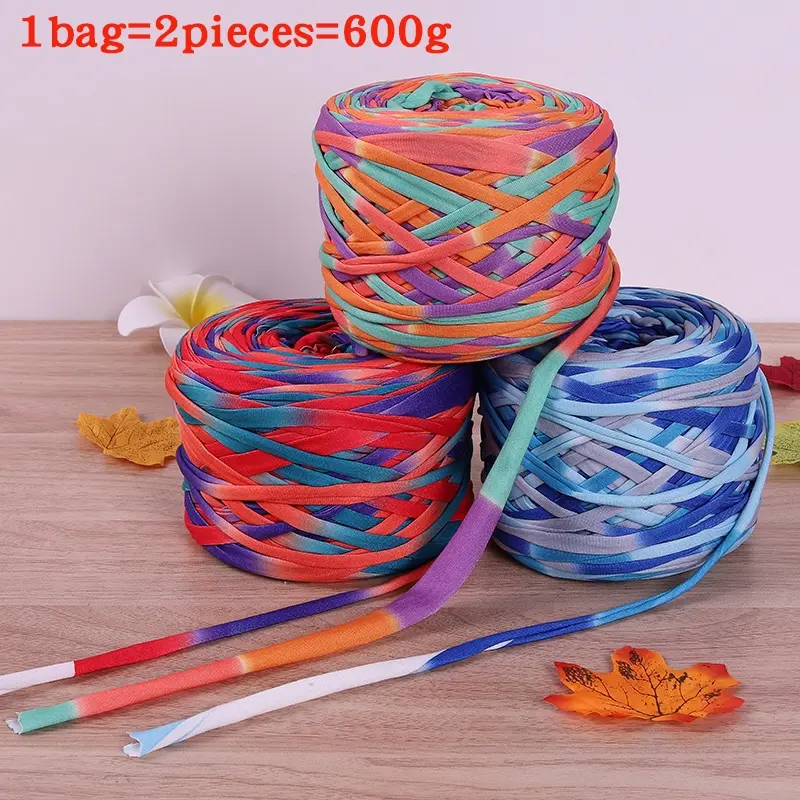 Large Cloth Strip Gradient Yarn, Heavy Flat Thread, Hand Knitting Chunky Yarn, DIY Crochet Material Pack, DIY Knitting Supplies, Suitable for Backpacks, Bags, Baskets, Toys