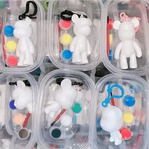 Creative DIY Keychain Pendant Set, Fluid Paint Bear Keychain Kit, Meaningful Gift for Friends, Bag Hanging, Car Hanging, Birthday Present, Bag Charm Keychain
