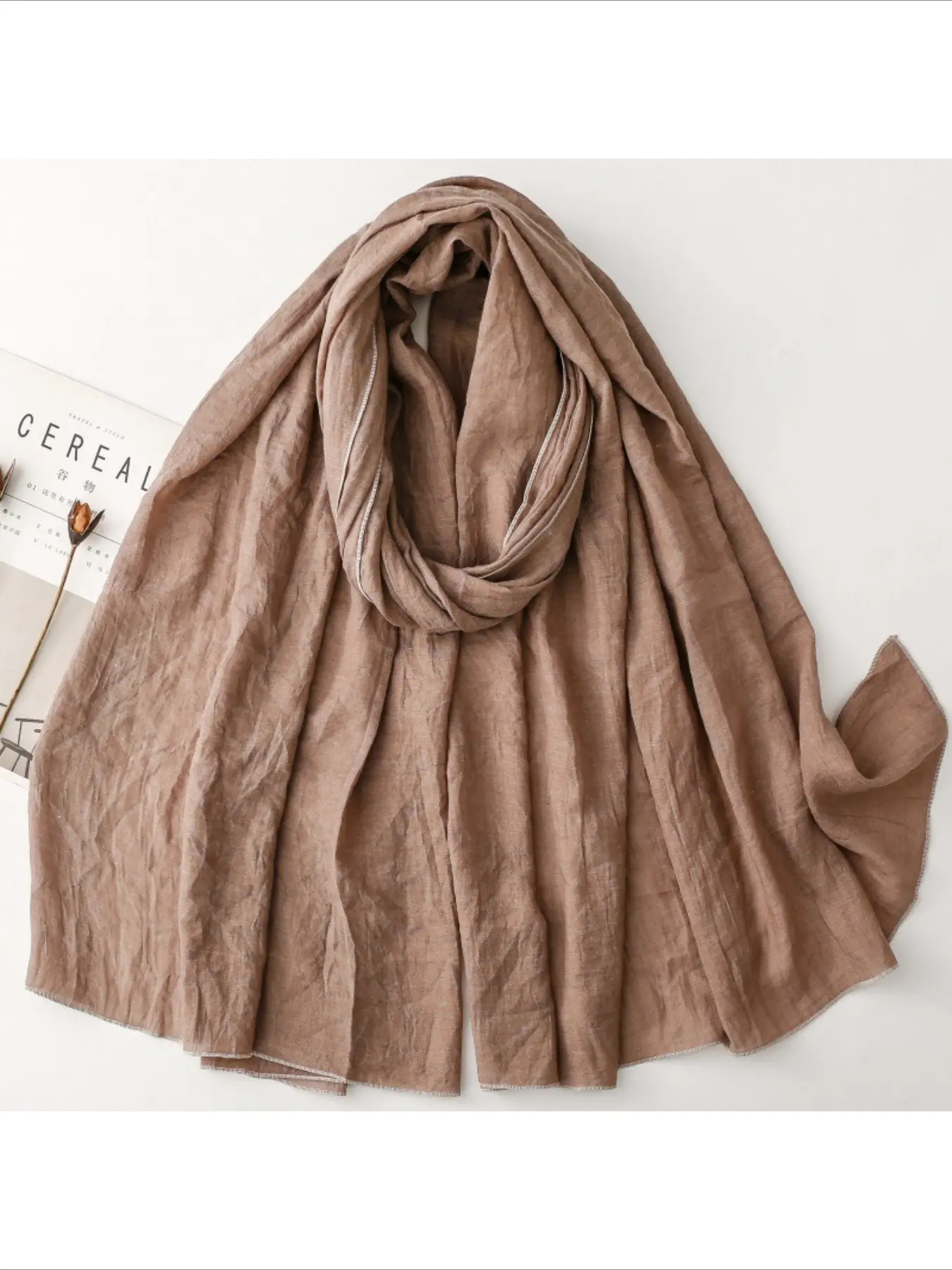1Pc plain color solid color cotton and linen scarf women's casual monochrome soft oversized warm shawl accessories scarf vacation beach silk scarf Wrap