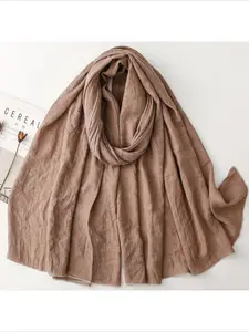 1Pc plain color solid color cotton and linen scarf women's monochrome soft oversized warm shawl accessories scarf vacation beach silk scarf Wrap