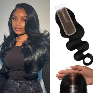 Body Wave 2x6 Skinlike Real HD Lace Closure 100% Human Hair Kim Middle Part Lace Closure Body Wave Natural Color for Black Women