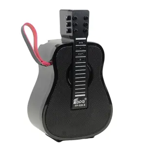 Portable Guitar-Shaped Speaker with Solar Charging, LED Light, Handle Grip, USB/SD Playback