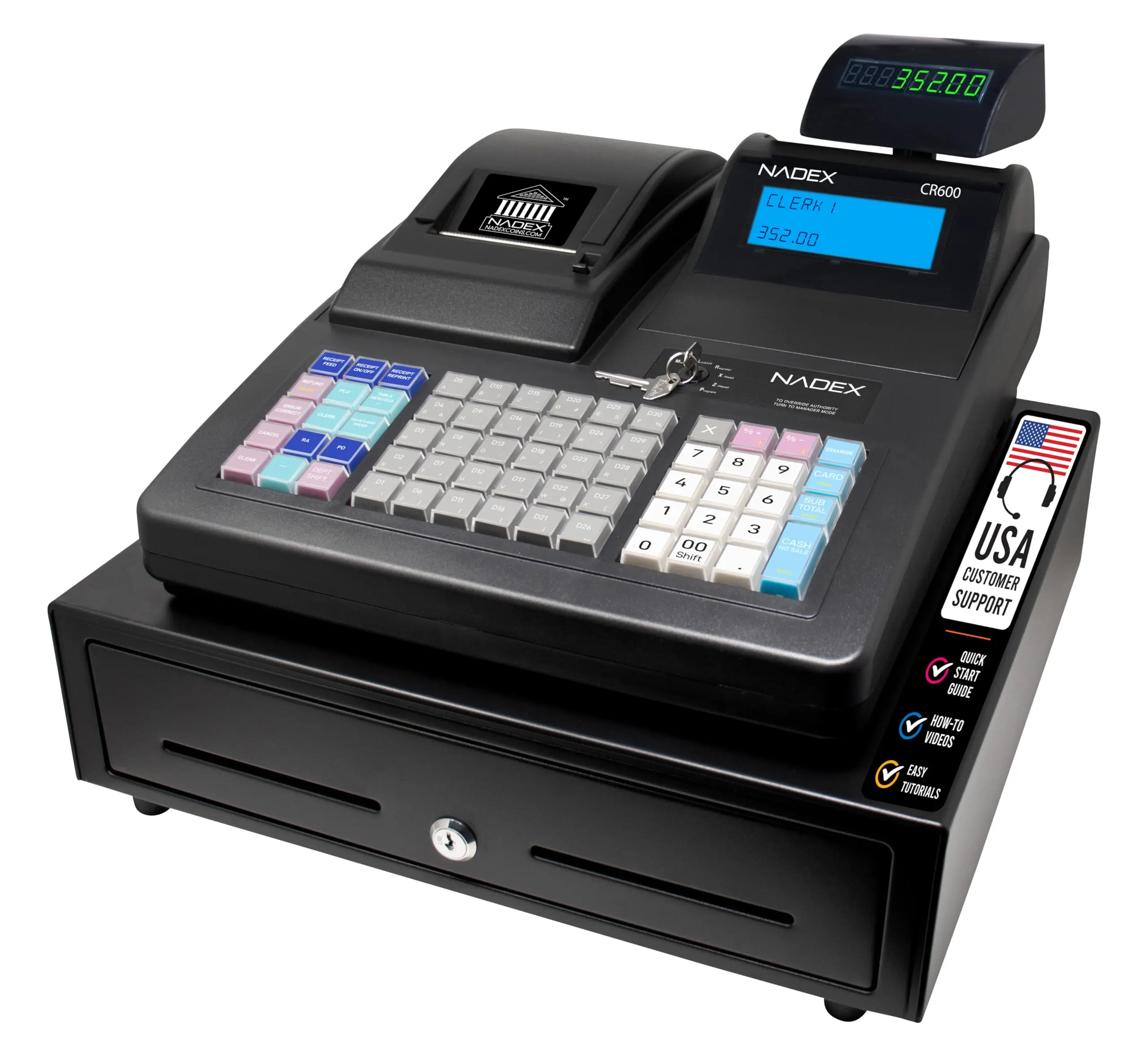 Nadex CR600 Cash Register – Heavy Duty, 9500 PLU, Multiport, Dual Display