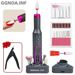 GGNOA.INF Nail Drill, Adjustable 20000 RPM Portable Cordless Professional Electric Nail Polish Machine With 1Pcs Nail Clippers, 12Pcs Bits Kit, Manicure Pedicure Polishing Shape Tools For Manicure Salon