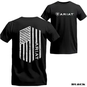 Ariat T-shirt - Featuring A Minimalist American Flag Design, Suitable For Men And Women, Breathable Fabric Perfect For Casual Wear