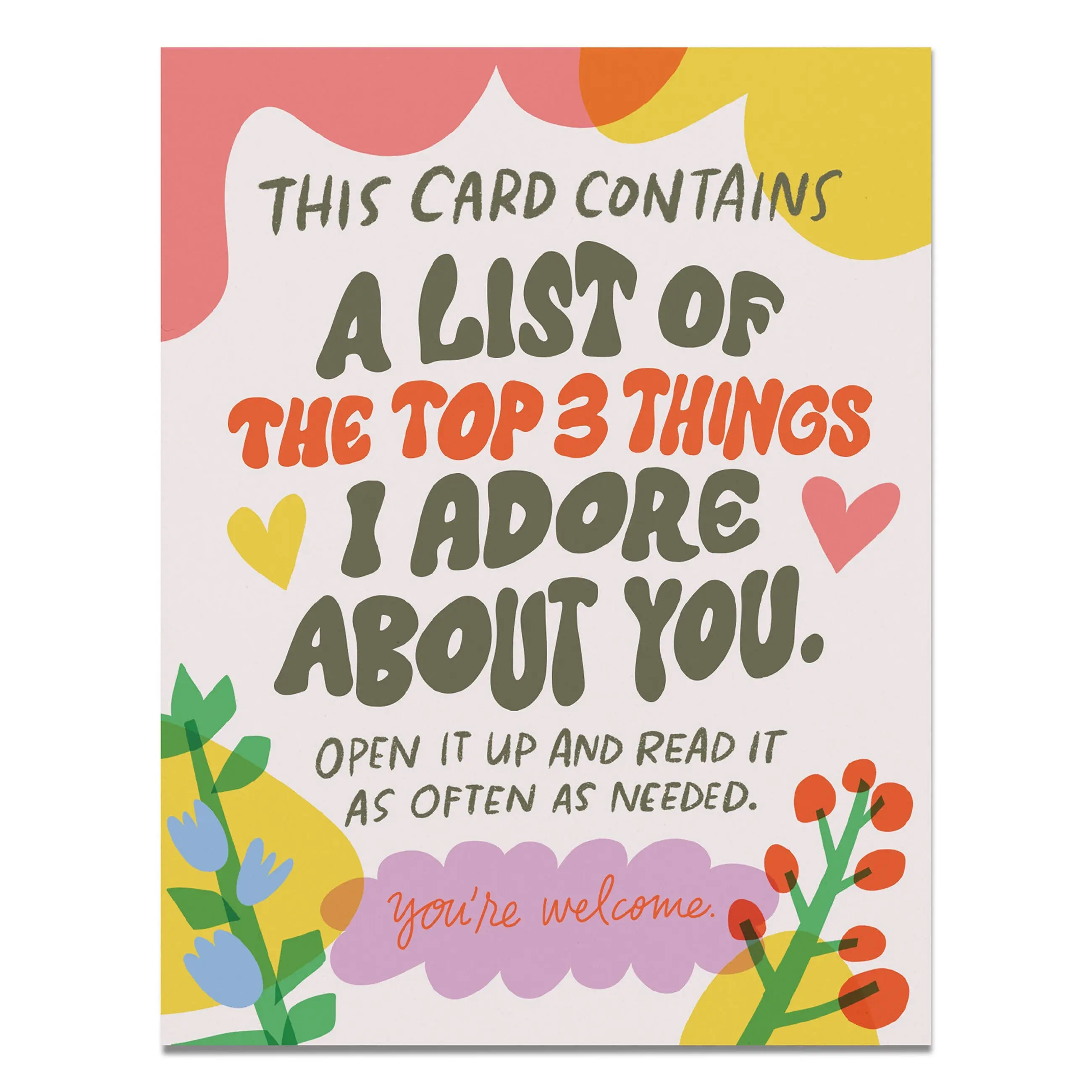 Top 3 Things Greeting Card Top 3 Things Greeting Card