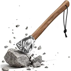 Fist Hammer Tool - 2 Lbs Iron Fist-Shaped Hammer with Wooden Handle, Multi-Purpose Tool for DIY Crafting, Outdoor Camping, Home/Office Decor, Gifts for Men