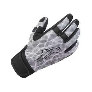 Fishoholic cwGLV-M  Cold-Weather Super-Sticky Fishing Gloves - 3 pull-back tips - tie lures & use phone