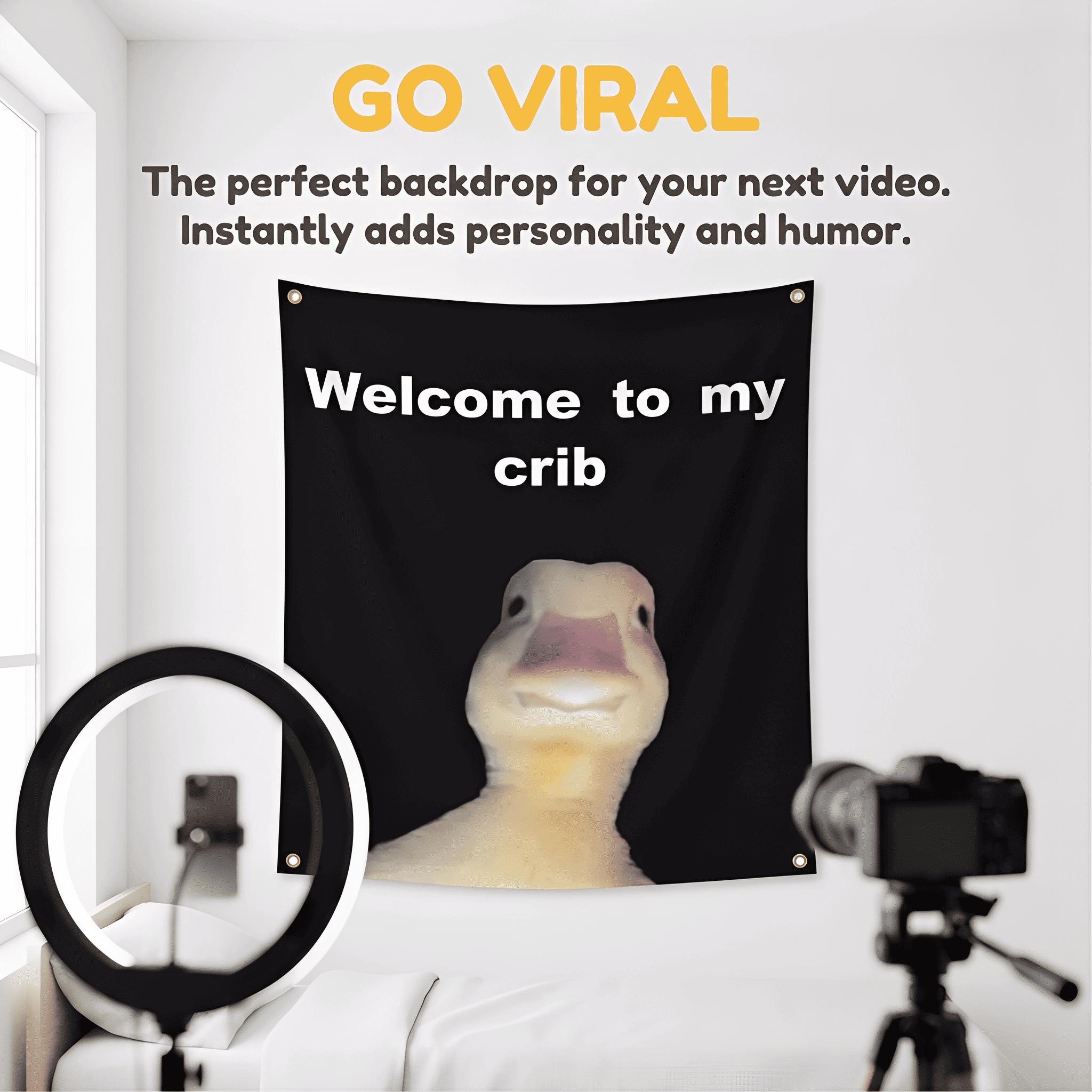 "Welcome to My Crib" Letter & Duck Pattern Tapestry, Funny Flags for Room Decor, Wall Hanging Decor for Living Room & Bedroom, Valentine's Day Gift, Decoration Items, Home Bedroom Decor "Welcome to My Crib" Letter & Duck Pattern Tapestry, Funny Flags for Room Decor, Wall Hanging Decor for Living Room & Bedroom, Valentine's Day Gift, Decoration Items, Home Bedroom Decor