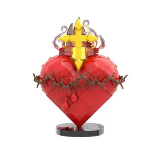 3D Sacred Heart Building Blocks Set - Hand-Assembled DIY Model Kit, Christian Religious Desktop Decor, Ideal Gift for Kids, Perfect for Easter & Christmas Celebrations